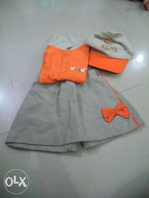 Gray And Orange Mini Dress