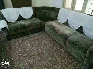 Green And Brown Floral Sofa Set