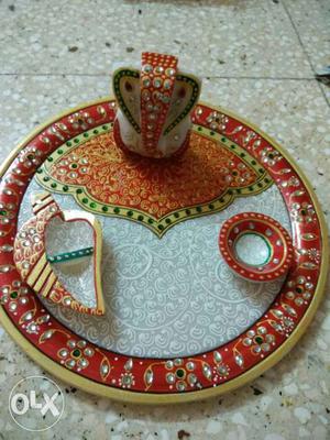 New brand marble pooja plate Shah handicrafts