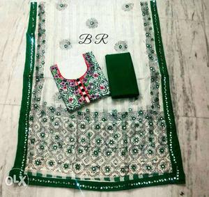 Parsi work kurti + cotton bottom + designer