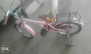 Pink And Grey Bicycle With Training Wheels