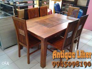 PureTeak wood 6 chair dining