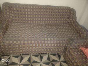 Purple And Brown Linen Sofa