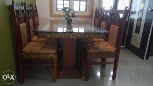 Rajwadi dining table Three pair of chairs and