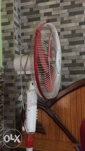 Red And White Standing Fan