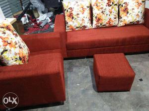 Red Couch,armchair And Ottoman
