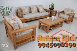 Rubber wood 3+1+1 Sofa with center table