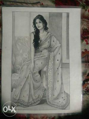 Woman In Gaghra Chuli Sketch