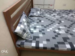 Wooden double Bed without box + mattress, size 6*6,