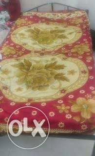 Yellow, Beige, And Red Floral Bedspread
