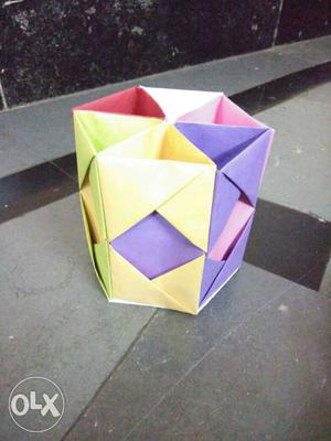 Yellow, Purple And Pink Fabric Container