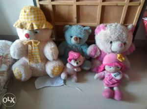 Set of five cute teddy bears. just a wash and