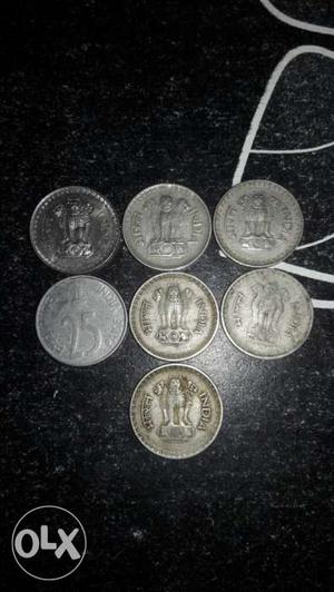 Seven Round Silver Coins