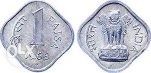 Silver One Paise  Coin