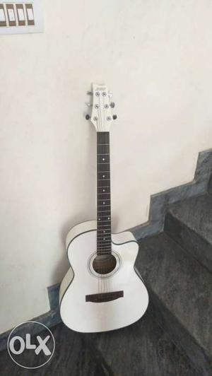 White And Black Cutaway Acoustic Guitar