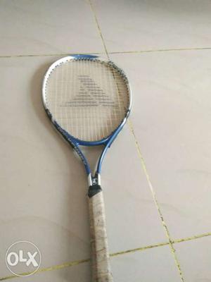 White Handle Blue Tennis Racket