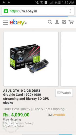 Asus Nvidia Gt GB DDR3 Graphic card