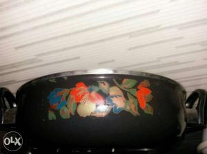 Black, Red, Green, And Blue Floral Cooking Pot 2 Pieces...