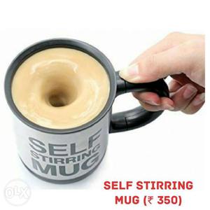 Gray And Black Self-stirring Mug