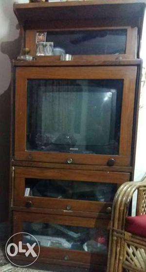 Philips colour tv 21 inch with wooden stand