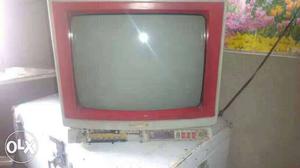 Red And Grey CRT TV
