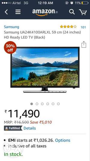 Samsung 24inch LED tv(ordering, selling from