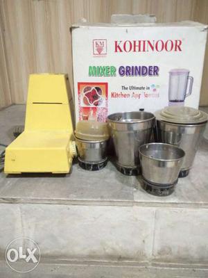 Stainless Steel And Yellow Mixer Grinder With Box Runnig