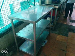 Stainless steel kitchen working table with 2 shelves