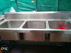 Stainless steel triple kitchen sink