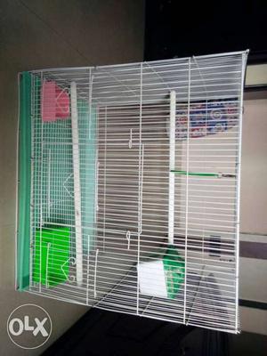 White And Green Bird Cage