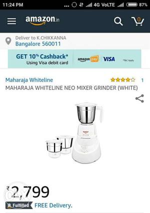 White And Stainless Steel Neo Mixer Grinder Smartphone