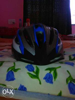 Black,blue And Gray Bicycle Helmet