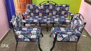 Blue-and-white Floral Sofa And Armchairs Set
