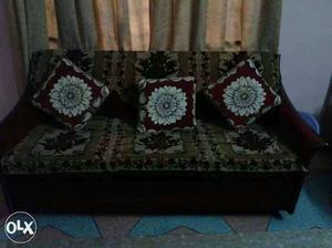Brown,green,red Floral Fabric Sofa