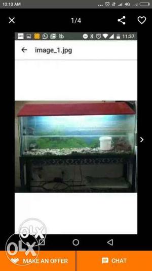 Fish tank with iron stand 4 feet 1.5 feet