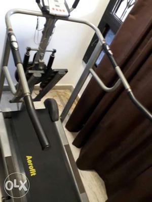 Gray And Black Aerofit Treadmill
