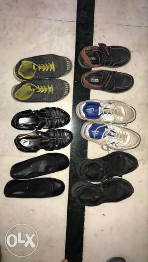 Shoes (sparingly used) of different sizes each