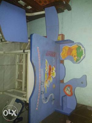 Toddler's Purple And Yellow Table With Chair