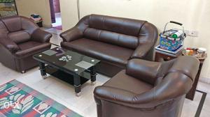 3+2 brown sofa set with center table (Negotiable)