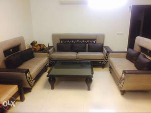 3+2+2 seater sofa with centre table. 3 year old.