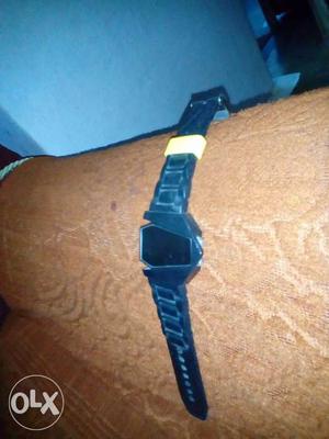 Black Digital Watch With Black Rubber Strap