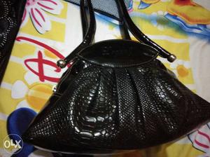 Black Snakeskin Leather Shoulder Bag not used purchased from