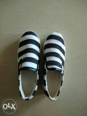 Black and White stripe shoes