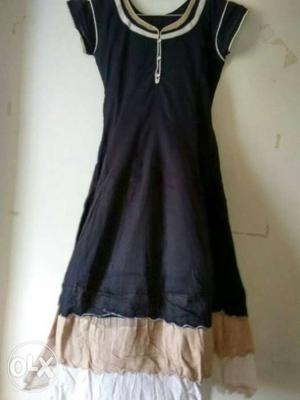 Black cotton dress with chudidar and dupatta