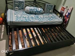 Black metal Bed Frame With Storage