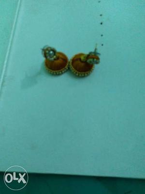 Brown And Beige Jhumka Earrings