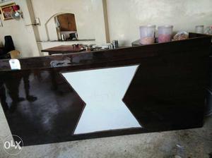 Brown And White Wooden Counter height 3.2ft, length 8 ft,