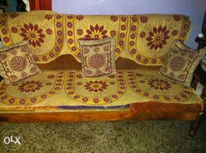 Brown And Yellow Printed Couch
