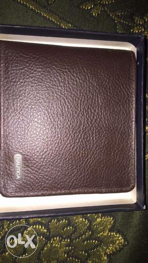 Brown Leather Bifold Wallet In Box