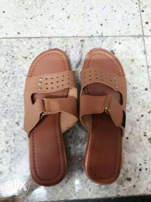 Brown Leather Open Toe Heels